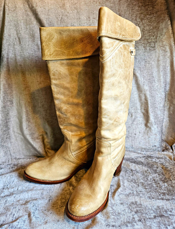 FRYE Shoes - FRYE Jane 18 Inch Cuffed Tan Leather Knee High Boots Women’s US 10 B Pull-On